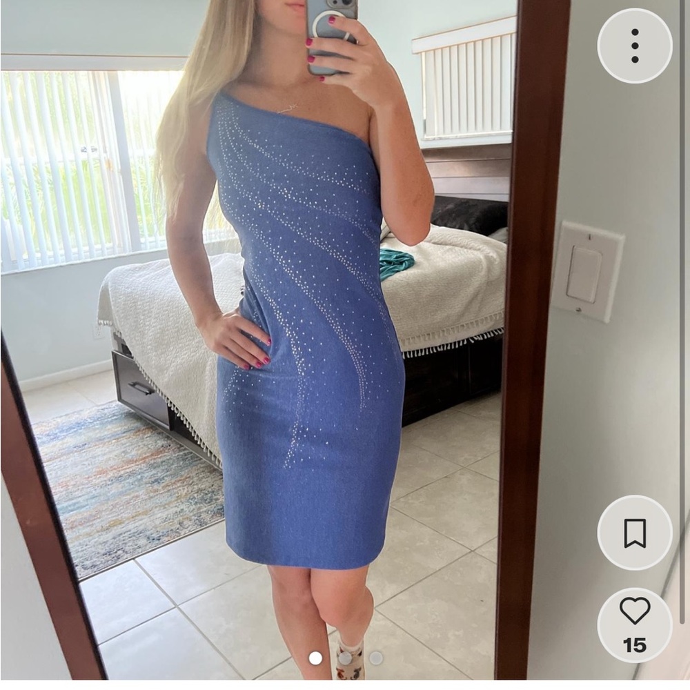 American Vintage Sparkling Blue One Shoulder Dress